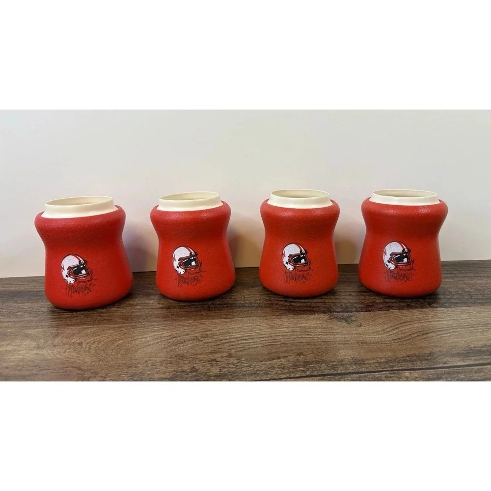 Lot Of 4 Vintage Nebraska Cornhuskers Can Koozies Koozie Huskers Helmet